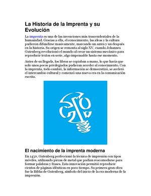 La Historia De La Imprenta Y Su Evolución