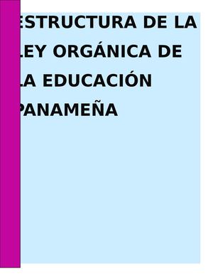 La Ley Orgánica De Educación De Panamá Original
