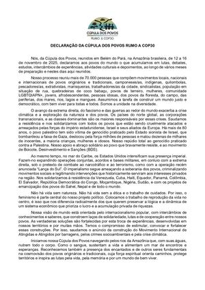 Declaração Final Cúpula Dos Povos