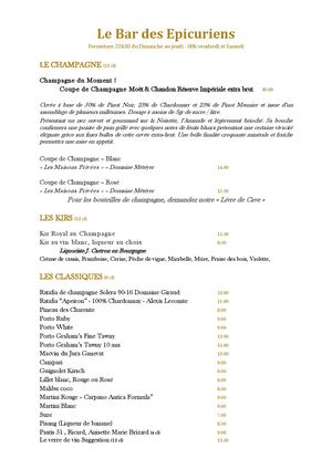 Carte Du Bar Domaine de Barive