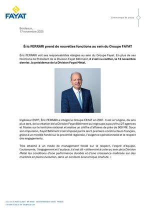 Communiqué Presse Fayat Nomination EF - 17 Novembre 2025