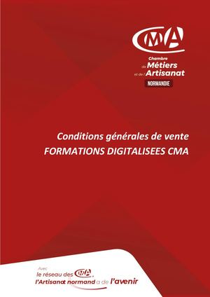 Conditions Générales de Ventes e-Formations CMA Formation