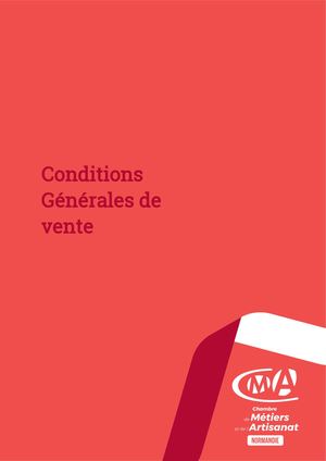 Conditions Générales de Ventes Formation Continue CMA Formation