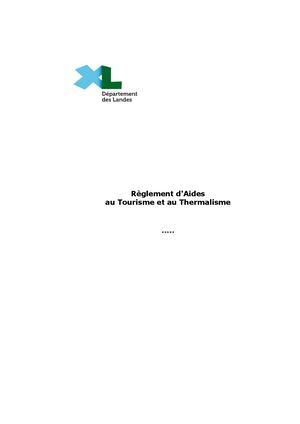Règlement d'Aides au Tourisme et aux Thermalisme