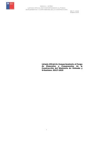 Listado Oficial De Comportamiento Al Fuego 2025