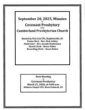 Covenant Presbytery 2025 Fall Minutes