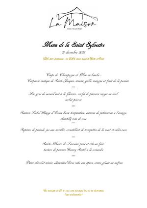 Menu de la Saint-Sylvestre - Restaurant La Maison