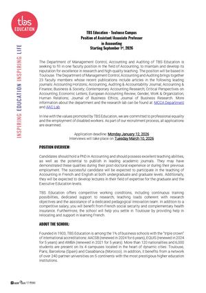 Position AAC TBS Education Toulouse 2026