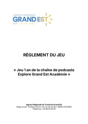 Règlement du Jeu EGEA