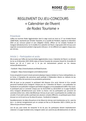 Règlement du Calendrier de l'Avent 2025