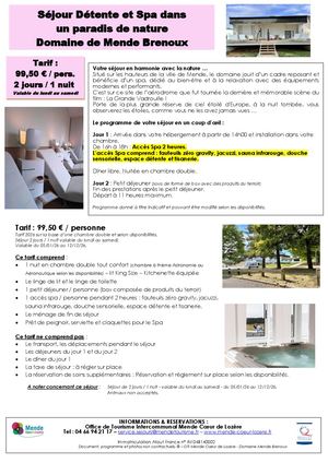 Séjour Détente et Spa au Domaine Mende Brenoux