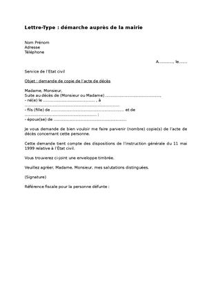 Démarche Auprès De La Mairie [livret deuil]