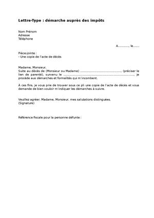 Démarche Auprès Des Impôts [livret deuil]