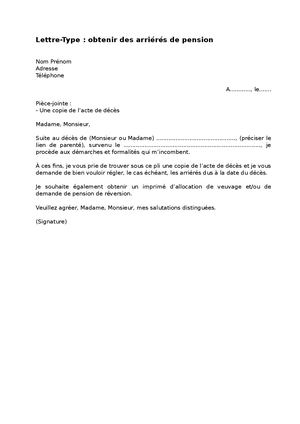 Obtenir Des Arriérés De Pension [livret deuil]