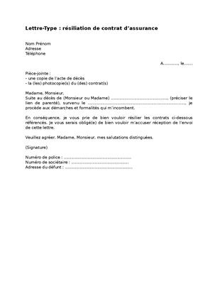 Résiliation De Contrat D’assurance [livret deuil]