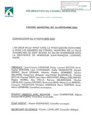 DÉLIBERATIONS DU CONSEIL MUNICIPAL DU 24 NOVEMBRE 2025