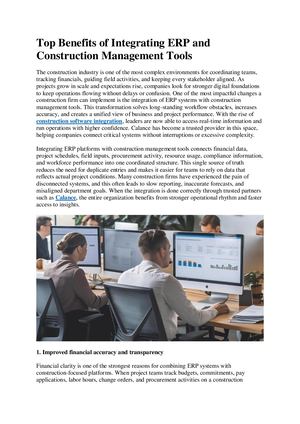 Top Benefits Of Integrating Erp And Construction Management Tools