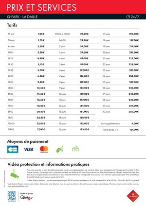 Parking De La Daille - Tarifs Hiver 25-26