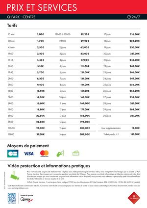 Parking Du Centre - Tarifs Hiver 25-26