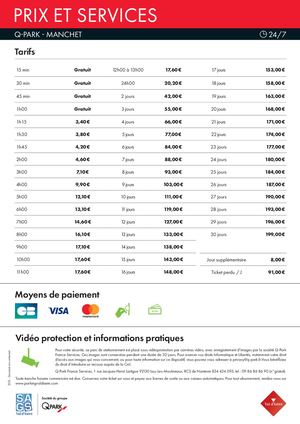 Parking Du Manchet - Tarifs Hiver 25-26
