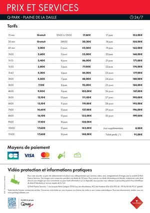 Parking Plaine De La Daille - Tarifs Hiver 25-26