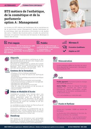 BTS Métiers de l'esthétique, de la cosmétique et de la parfumerie