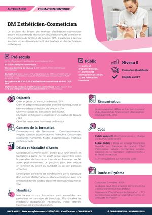 BM Esthéticien cosméticien