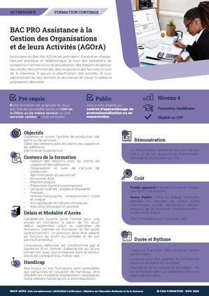 BAC PRO AGOrA - Assistance à la Gestion des Organisations et de leurs Activités