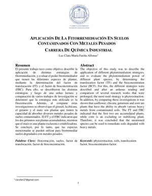Articulo Cientifico Fitorremediacion De Suelos Contaminados