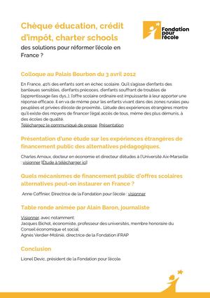 Colloque Chèque Éducation