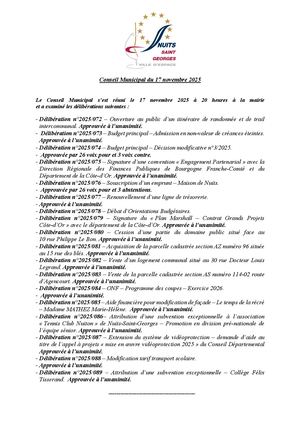 Extraits Du Registre Des Délibérations Du Conseil Municipal Du 17 NOVEMBRE 2025