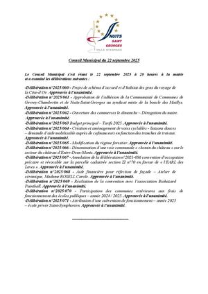 Extraits Du Registre Des Délibérations Du Conseil Municipal Du 22 SEPTEMBRE 2025