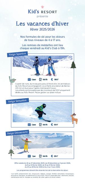 Formules Ski Hiver FR - Kid's Resort - Evian Resort 2021-2022