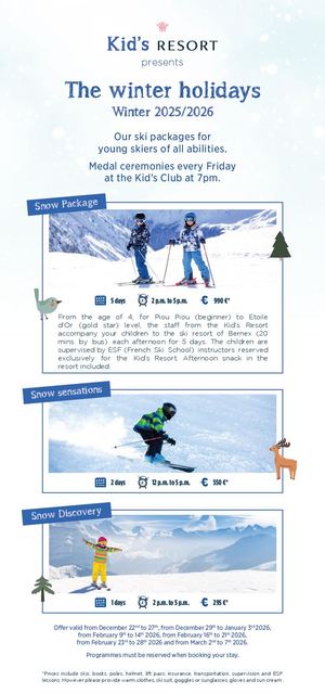 Formules Ski Hiver GB - Kid's Resort - Evian Resort 2021-2022