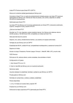 Listas IPTV para Smart IPTV 2026