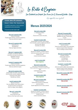 Menu restaurant Eugénie Brazier
