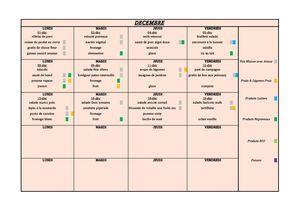 Menu restaurant scolaire