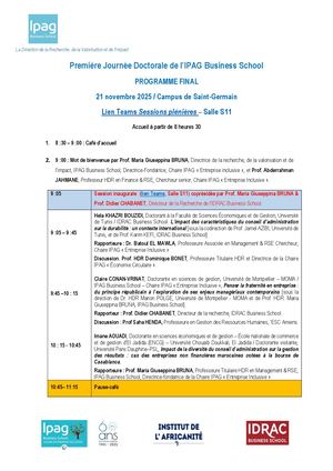 DRVI RSE - 1ère Journée Doctorale de l'IPAG Business School