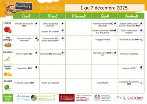 Menu restaurant scolaire Saint-Georges de Montaigu