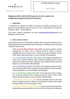 Règlement de la Comblorane (Multi Courses) - Edition 2026