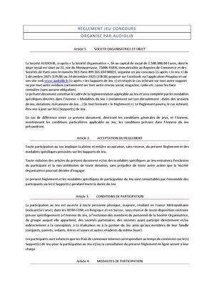 Règlement Calendrier Avent 2025