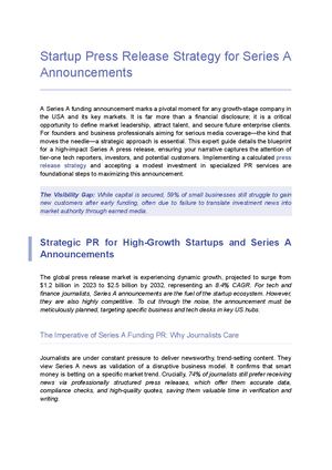 Series A Announcement Best Stat Up Press Release Strategy 2025