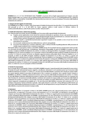 Informativa Ex Art. 13 GDPR Ecommerce