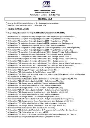 Séance du conseil communautaire du jeudi 10 avril 2025