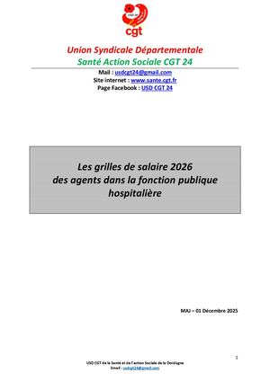 Grilles des salaires  2026 FPH