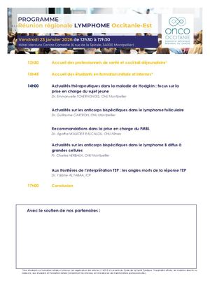 Préprogramme RR Lymphome Occitanie-Est 2026