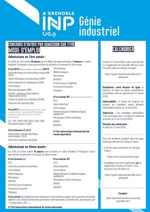 Grenoble INP - Génie industriel, UGA | Mode d'emploi concours par admission sur titre