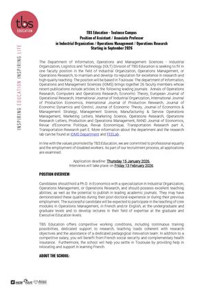 Position IOMS IOLT TBS Education Toulouse 2026
