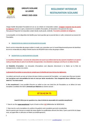 Reglement Cantine 2025-2026