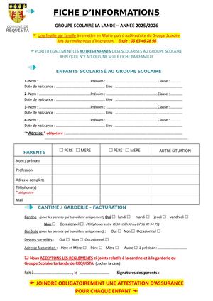 Inscription Ecole Cantine Garderie Paiement